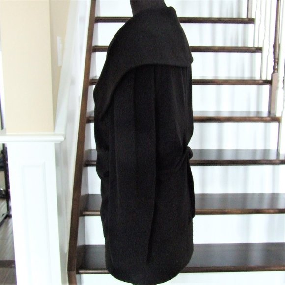 Black Stretchy Jacket Sweater Top with Large Collar 14 L - Picture 2 of 7